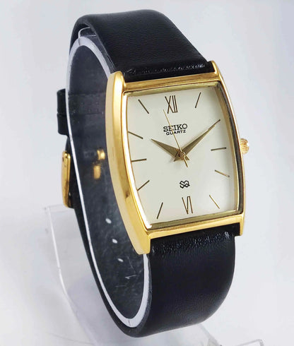 Seiko Quartz MIYOTA Off White Dial Golden Case Men's Watch Discover-Diamonds