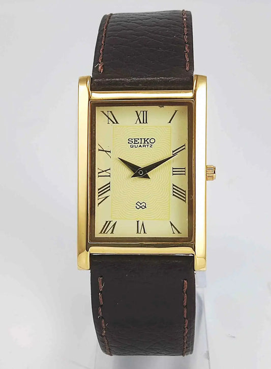 Seiko Quartz MIYOTA Golden Dial Golden Case Men's Watch Discover-Diamonds