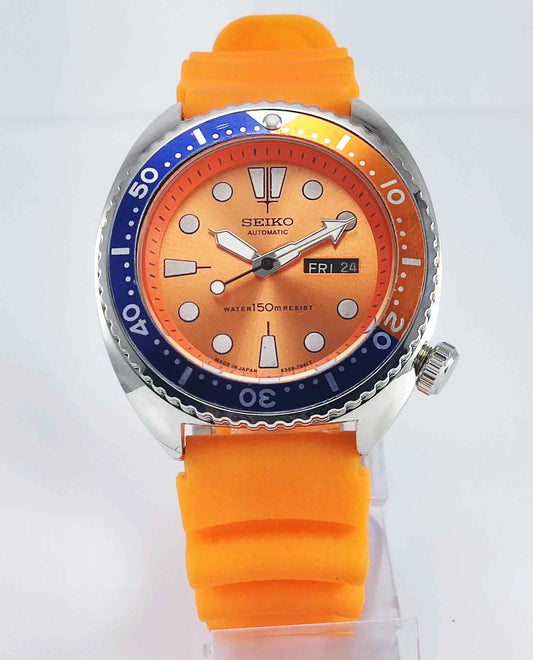 Seiko Automatic 6309A Orange Dial 17 Jewels Men's Sports Watch Discover-Diamonds