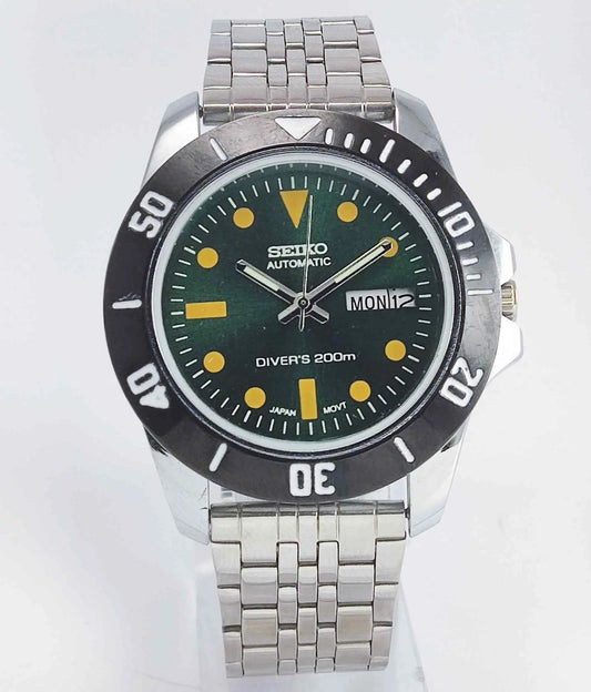 Seiko Automatic 6349A Green Dial 23 Jewels Men's Sports Watch Discover-Diamonds