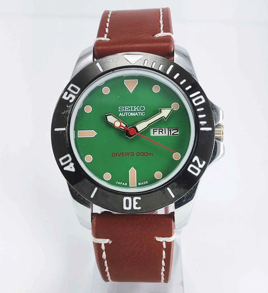 Seiko Automatic 6319A Green Dial 21 Jewels Men's Sports Watch Discover-Diamonds