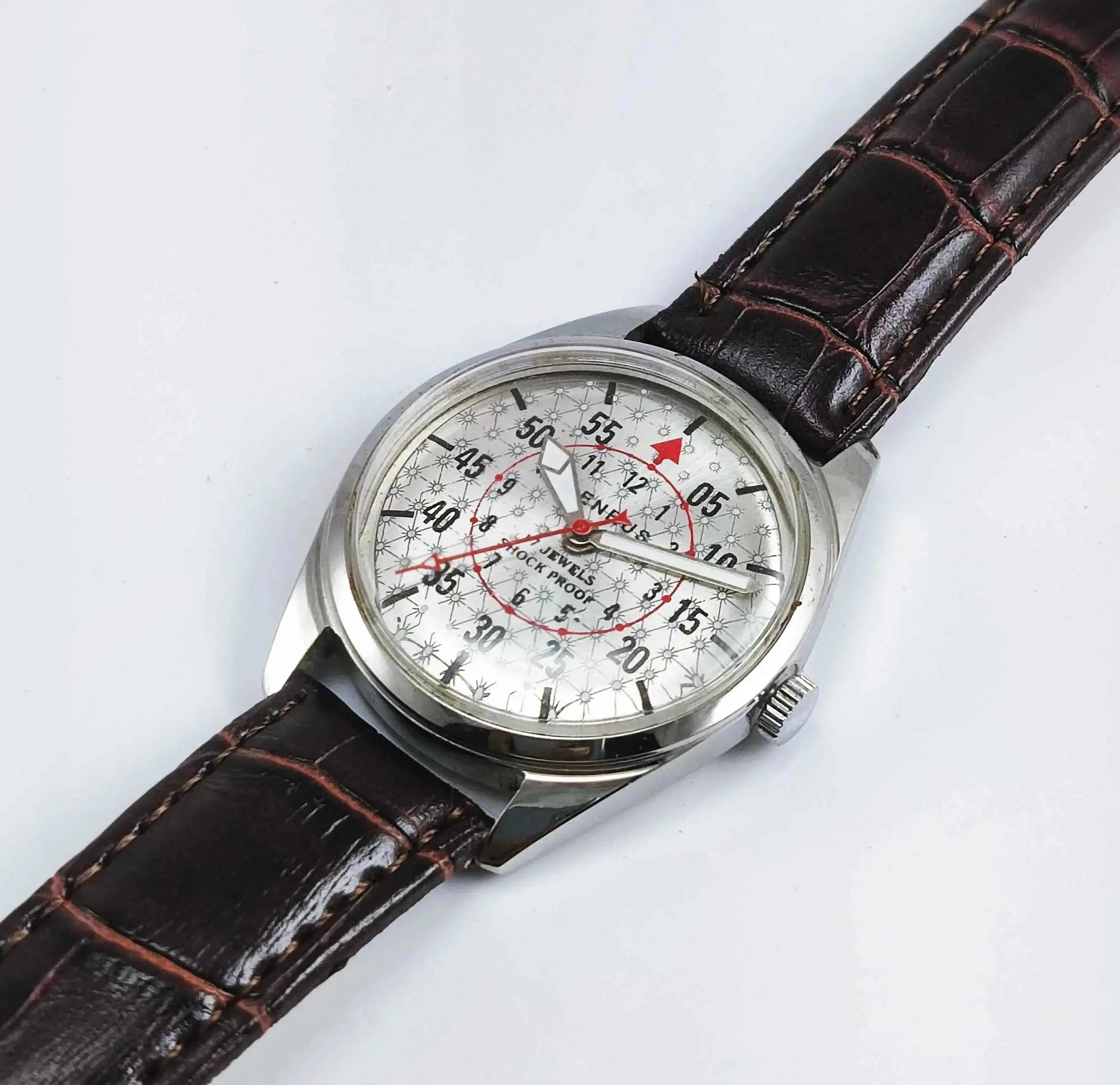Benrus Silver Dial ST-96 17 Jewels Shock Proof Men's Watch Discover-Diamonds