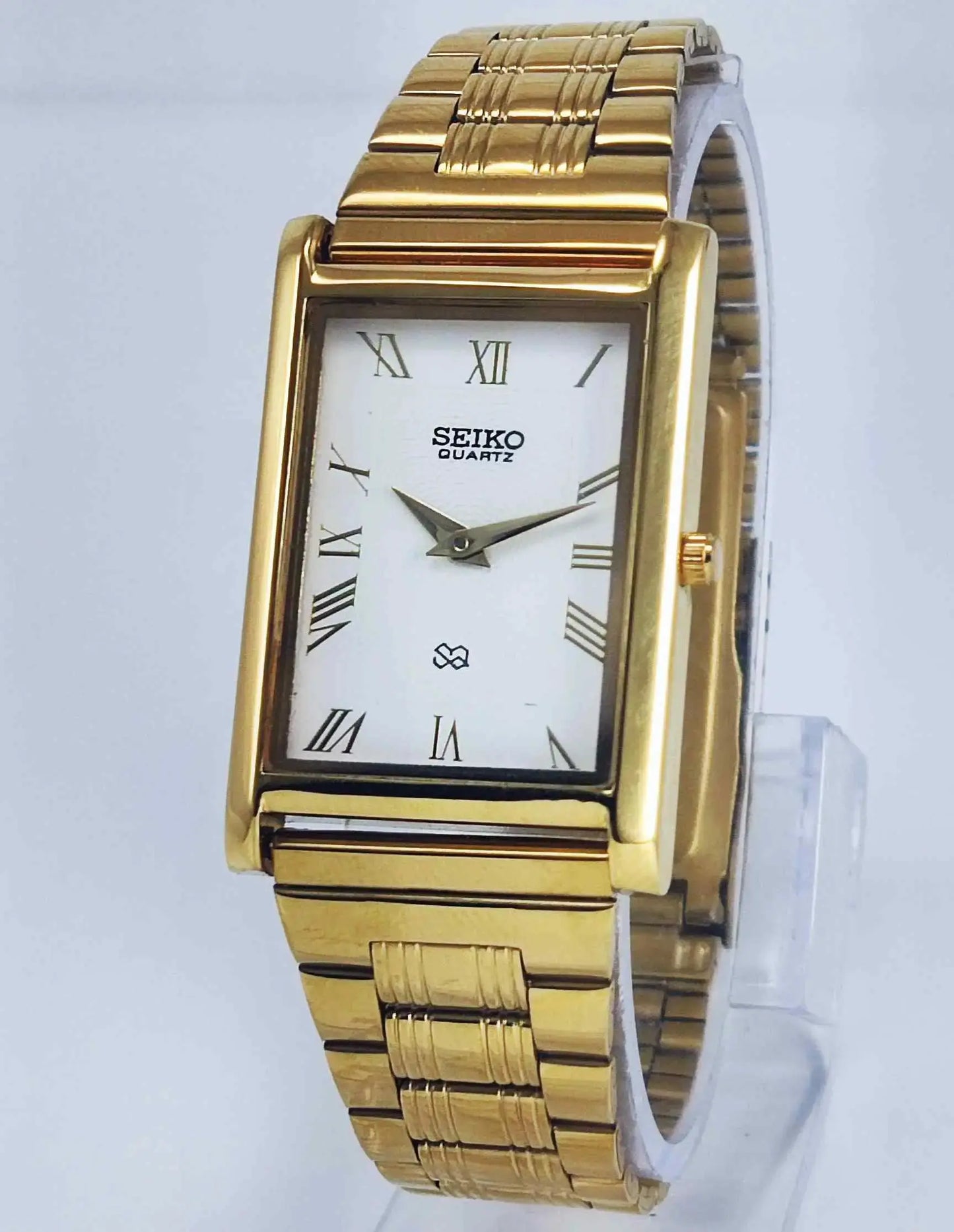 Seiko Quartz MIYOTA White Dial Golden Case Men's Watch Discover-Diamonds