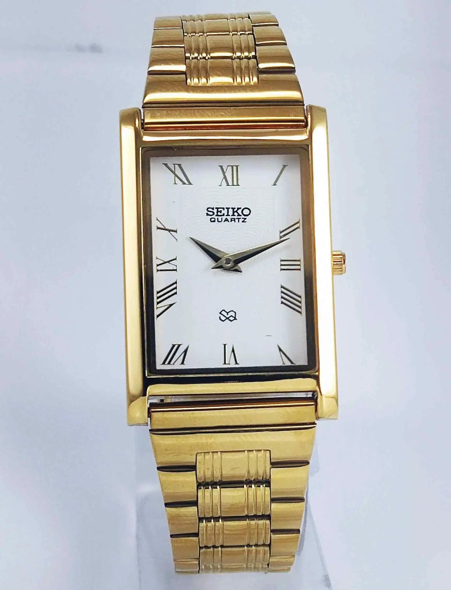 Seiko Quartz MIYOTA White Dial Golden Case Men's Watch Discover-Diamonds