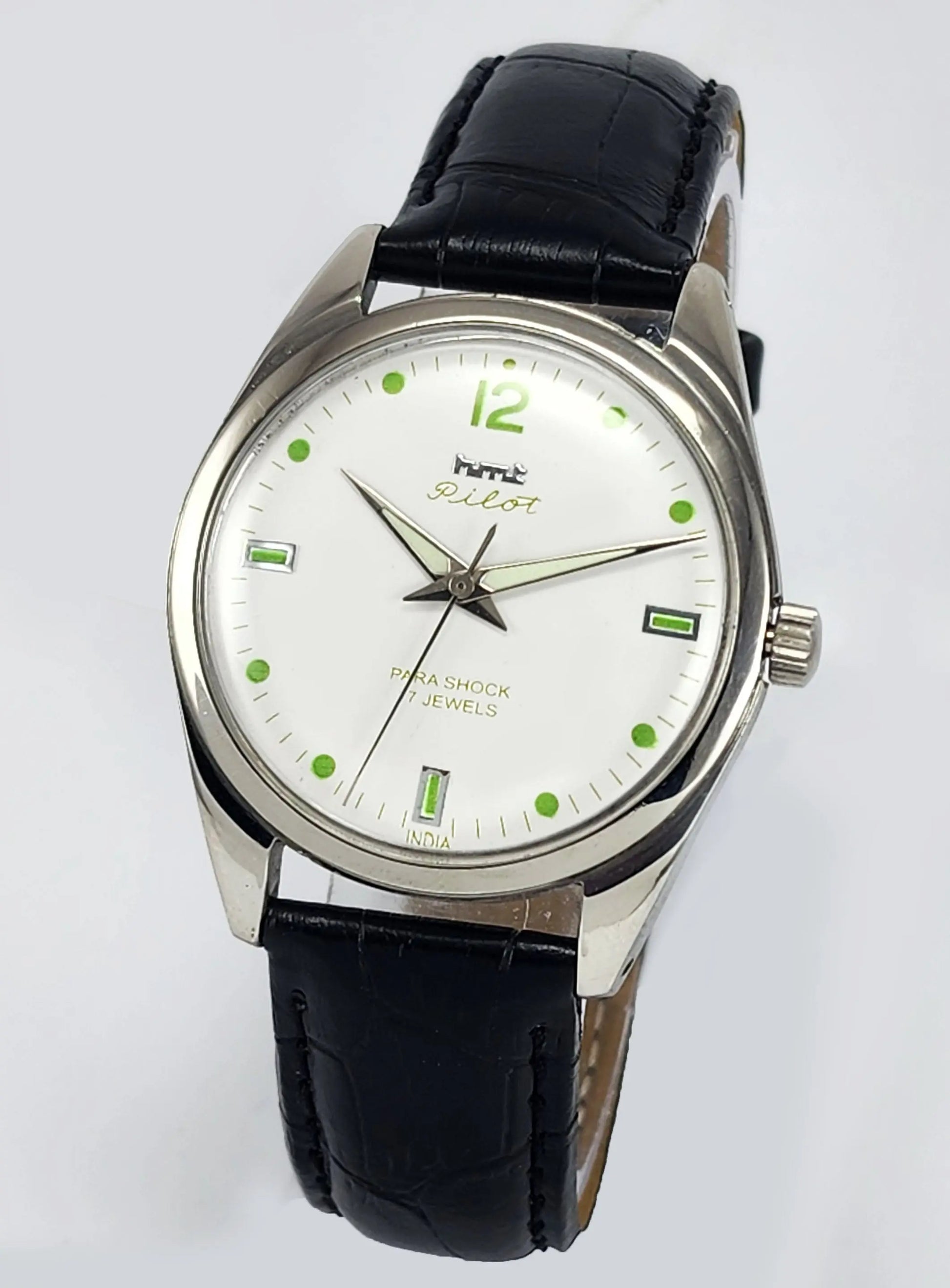 HMT Pilot Para Shock 17 Jewels White Dial Mechanical Hand winding Men's Wrist Watch