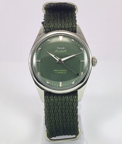HMT Pilot Apple Green Dial Para Shock 17 Jewels Handwinding Men's Watch Discover-Diamonds