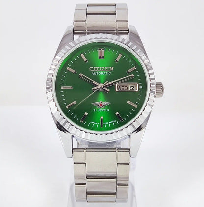 Citizen Automatic 8200A Green Dial 21 Jewels Day Date Automatic - Discover-Diamonds
