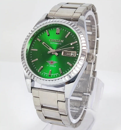 Citizen Automatic 8200A Green Dial 21 Jewels Day Date Automatic - Discover-Diamonds