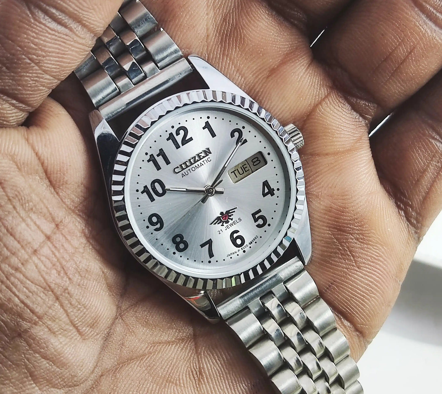 Citizen Automatic 8200A Silver Dial 21 Jewels Day Date Men's Mechanical Watch Discover-Diamonds