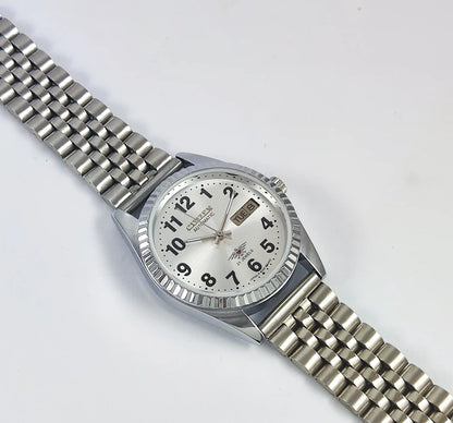 Citizen Automatic 8200A Silver Dial 21 Jewels Day Date Men's Mechanical Watch Discover-Diamonds