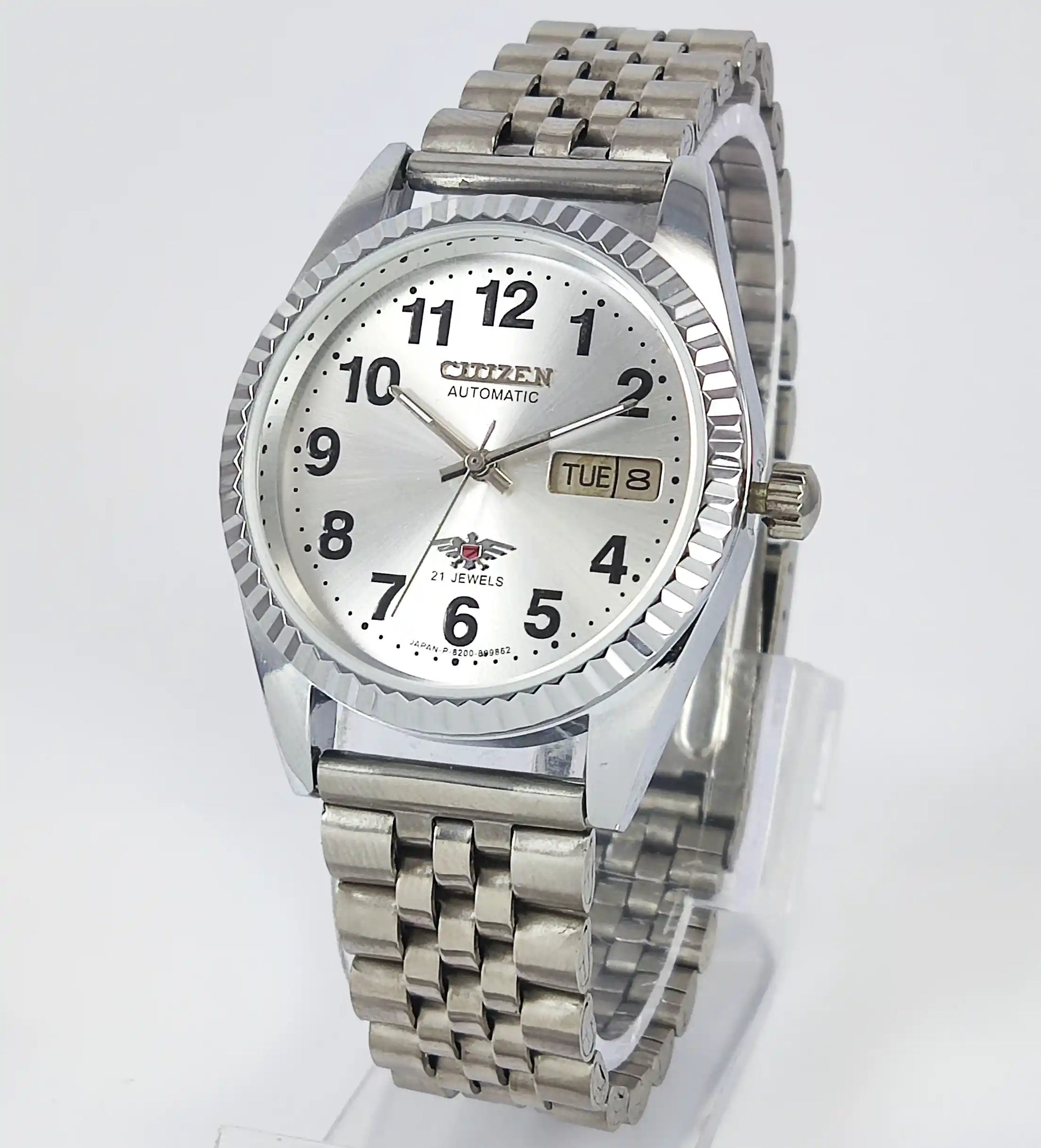Citizen Automatic 8200A Silver Dial 21 Jewels Day Date Men's Mechanical Watch Discover-Diamonds