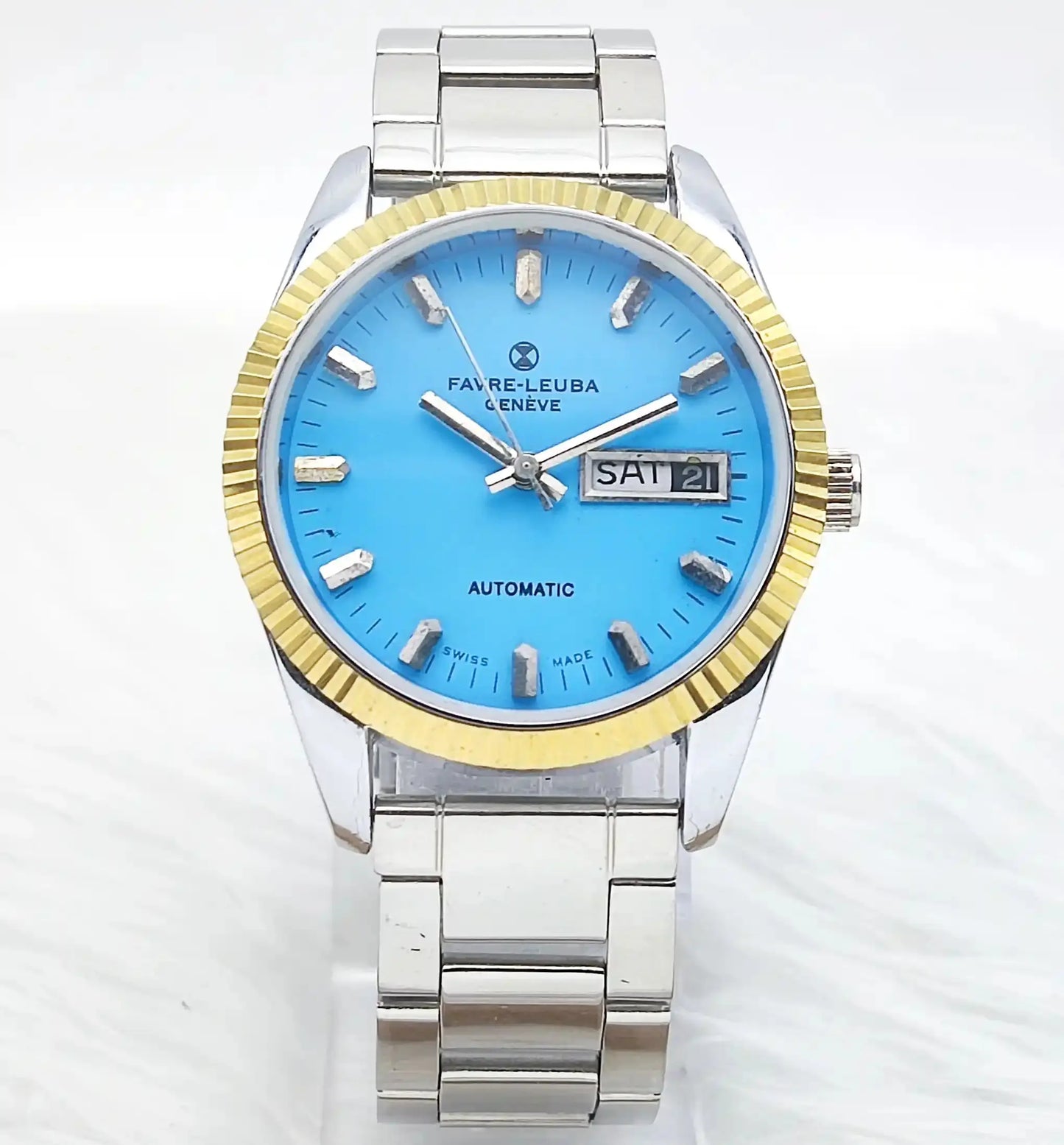 Favre Leuba Geneve Automatic 2088 Blue Dial Day Date