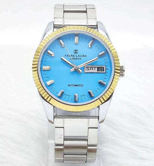 Favre Leuba Geneve Automatic 2088 Blue Dial Day Date