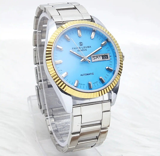 Favre Leuba Geneve Automatic 2088 Blue Dial Day Date