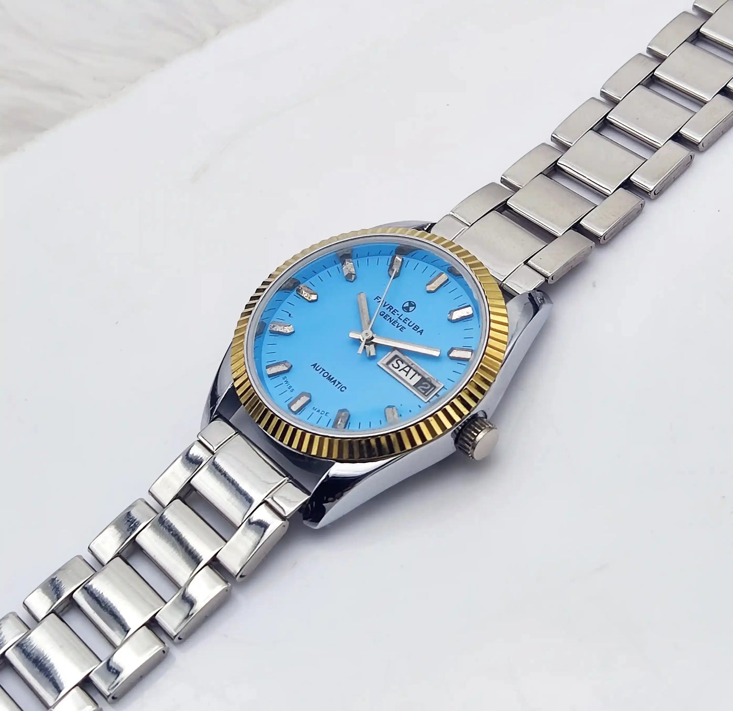 Favre Leuba Geneve Automatic 2088 Blue Dial Day Date
