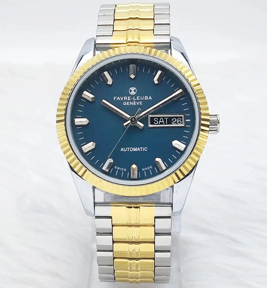 Favre Leuba Geneve Dark Blue Dial Mechanical Automatic 2066 Watch - Discover-Diamonds