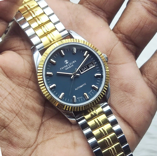 Favre Leuba Geneve Dark Blue Dial Mechanical Automatic 2066 Watch - Discover-Diamonds