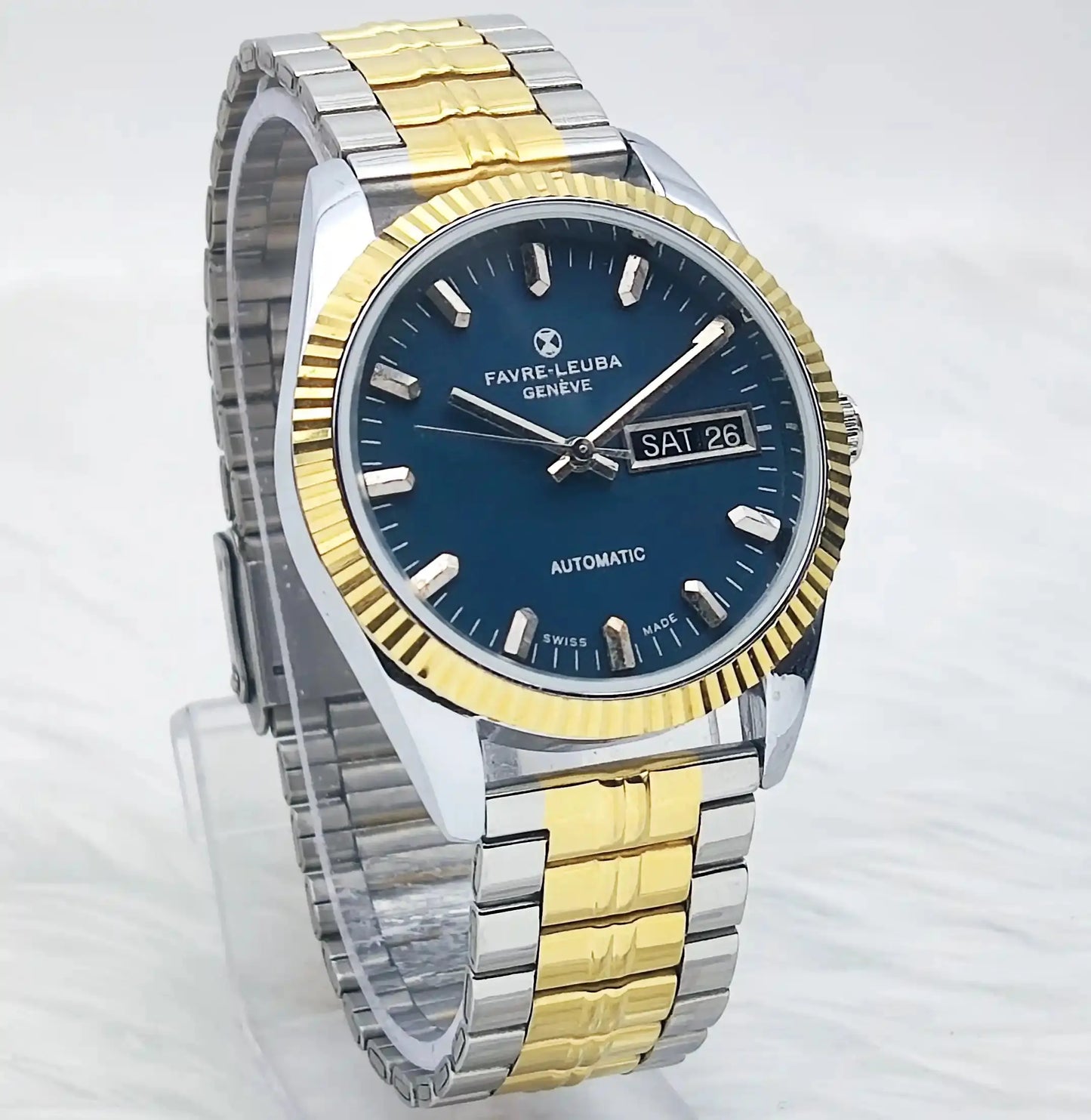 Favre Leuba Geneve Dark Blue Dial Mechanical Automatic 2066 Watch - Discover-Diamonds