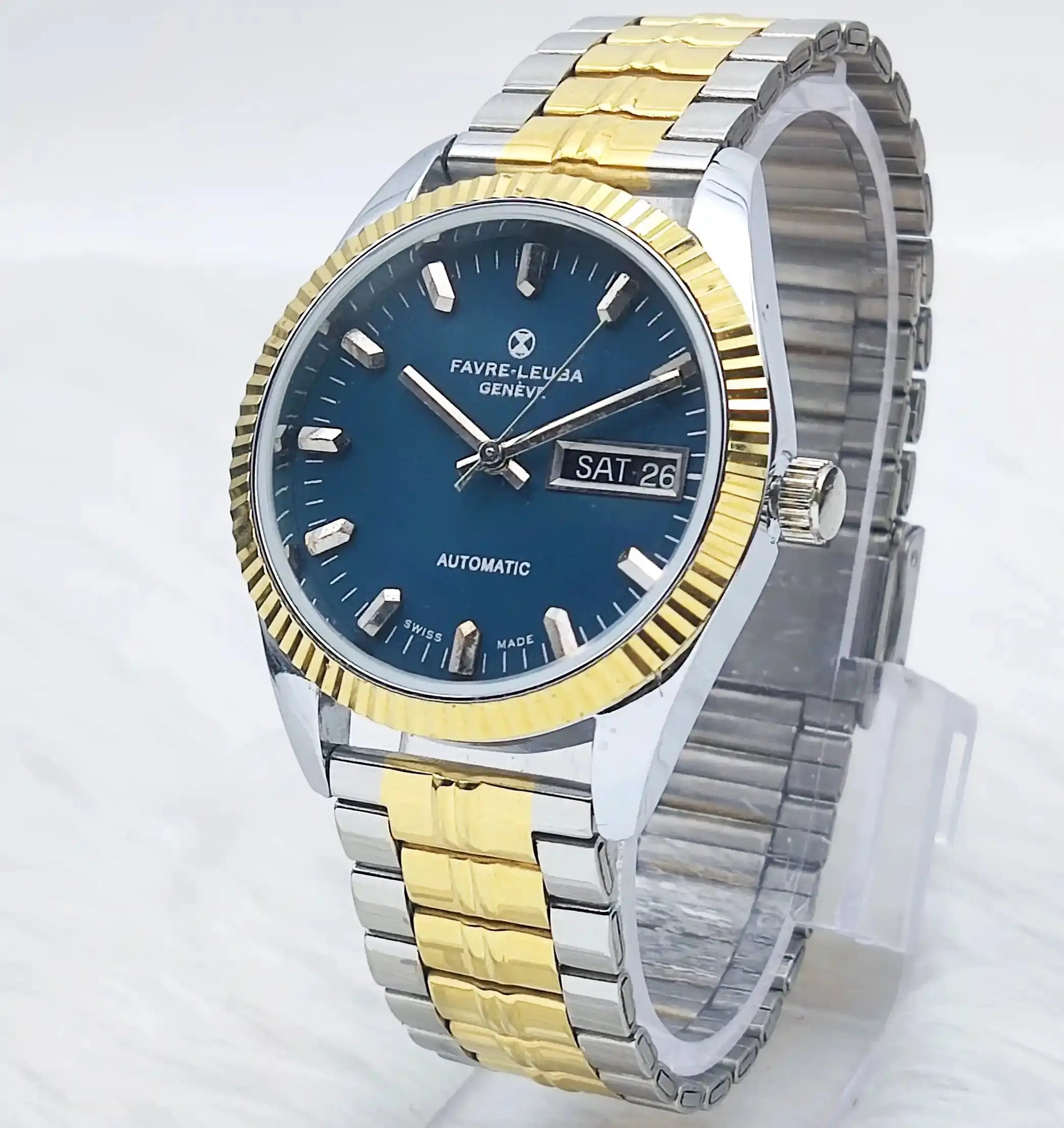 Favre Leuba Geneve Dark Blue Dial Mechanical Automatic 2066 Watch - Discover-Diamonds