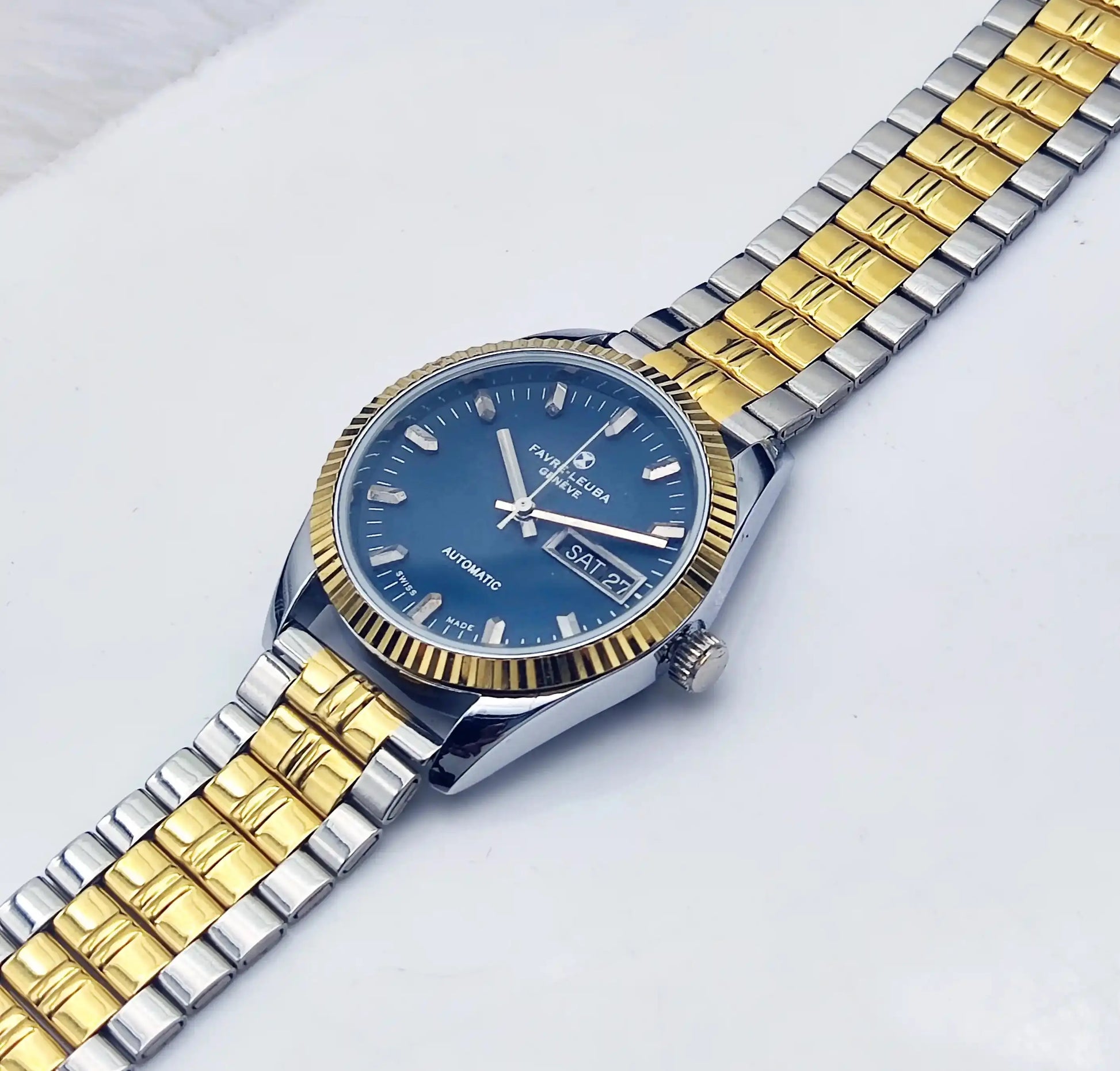 Favre Leuba Geneve Dark Blue Dial Mechanical Automatic 2066 Watch - Discover-Diamonds