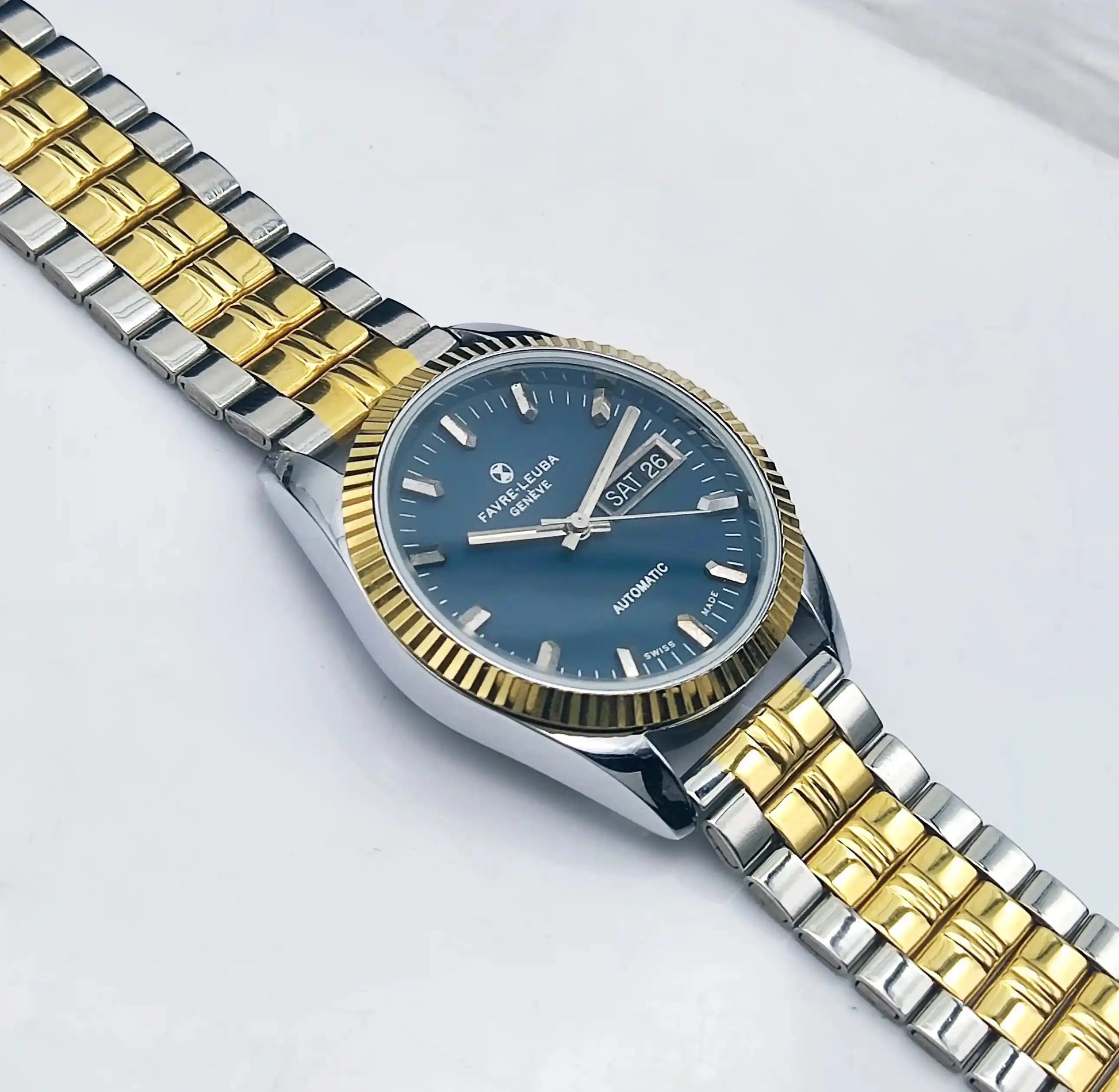 Favre Leuba Geneve Dark Blue Dial Mechanical Automatic 2066 Watch - Discover-Diamonds