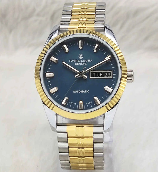 Favre Leuba Automatic Movement 2066 with Light Green Dial and 17 Jewels Stick Indices