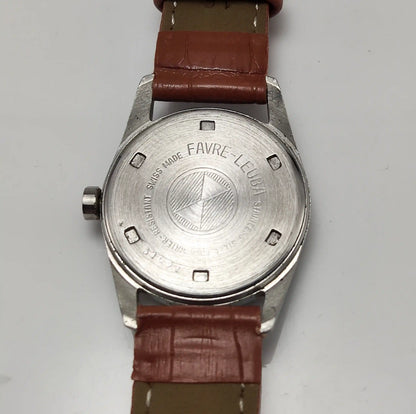 Favre Leuba Geneva Seaking Red Dial 17 Jewels English Numerals Indices