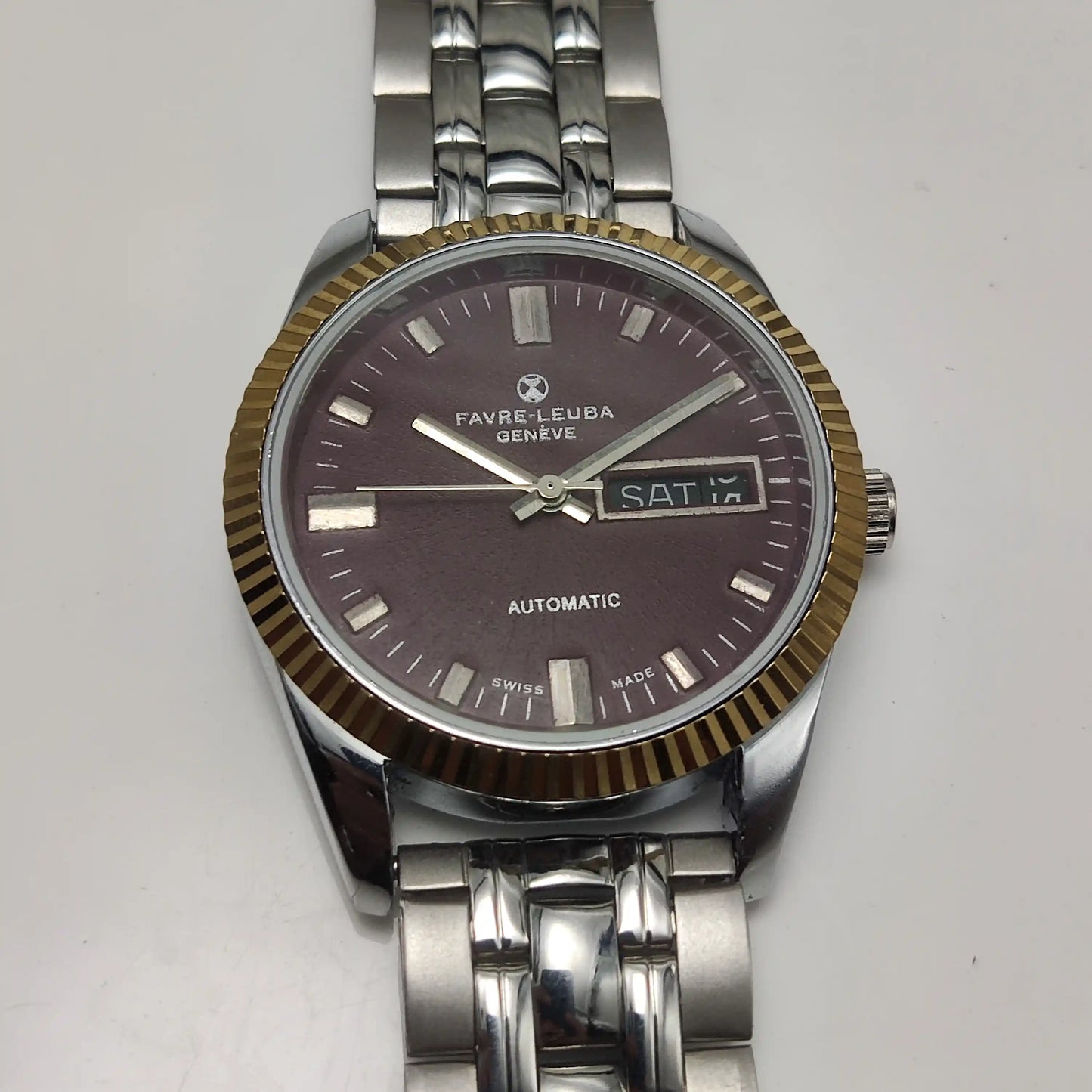 Favre Leuba Geneve Automatic 2066 Maroon Dial, Stick Indices
