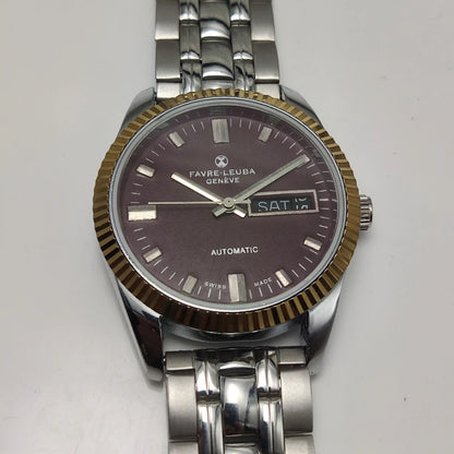 Favre Leuba Geneve Automatic 2066 Maroon Dial, Stick Indices