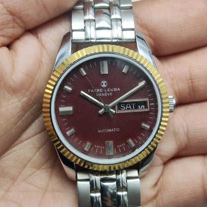 Favre Leuba Geneve Automatic 2066 Maroon Dial, Stick Indices