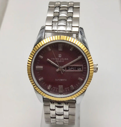 Favre Leuba Geneve Automatic 2066 Maroon Dial, Stick Indices
