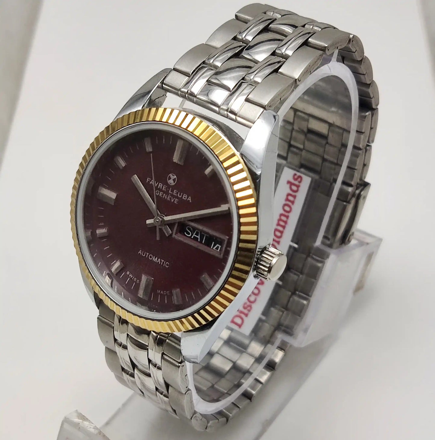 Favre Leuba Geneve Automatic 2066 Maroon Dial, Stick Indices