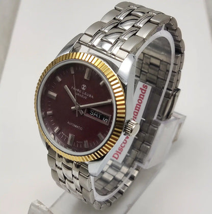 Favre Leuba Geneve Automatic 2066 Maroon Dial, Stick Indices