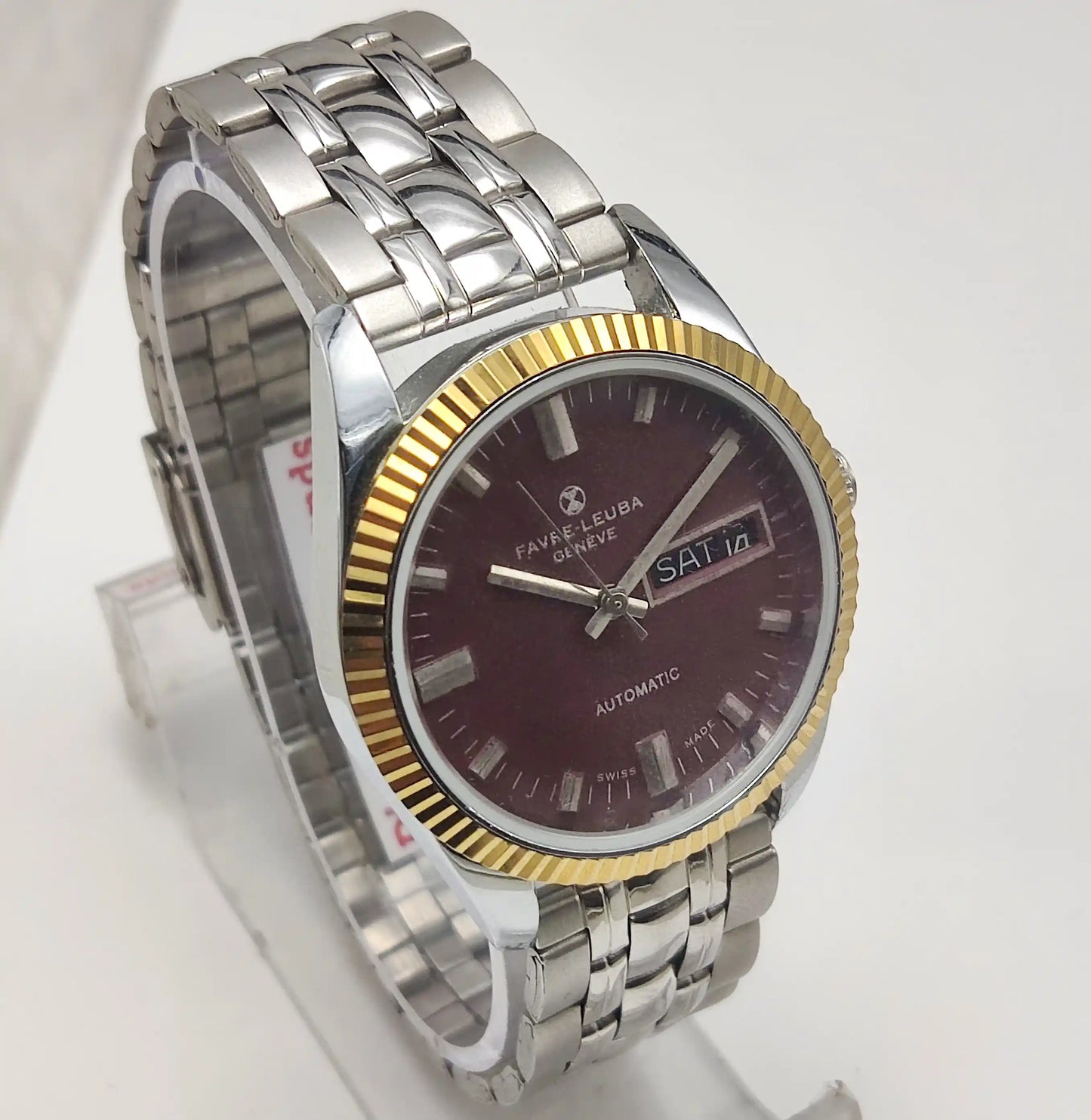 Favre Leuba Geneve Automatic 2066 Maroon Dial, Stick Indices