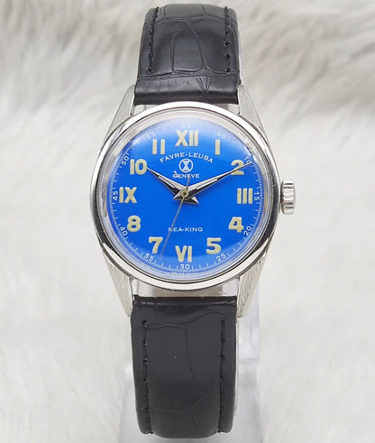 Favre Leuba Geneve Bluish Dial 17 Jewels Handwinding Watch