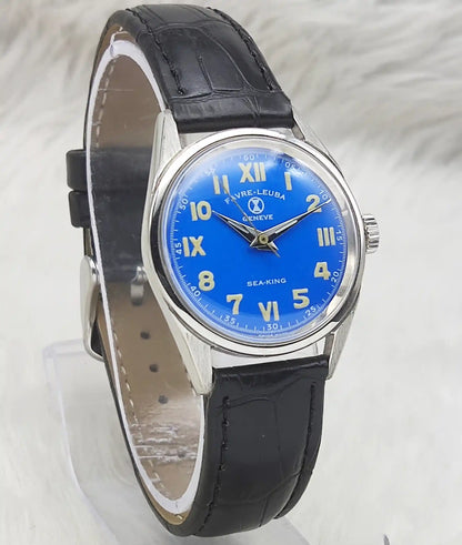 Favre Leuba Geneve Bluish Dial 17 Jewels Handwinding Watch