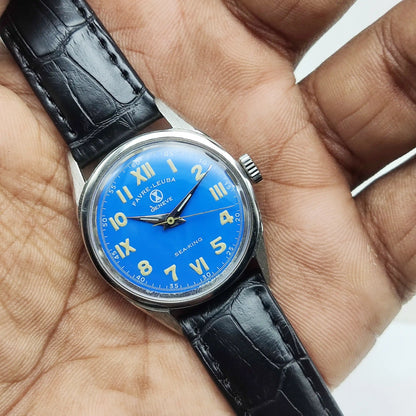 Favre Leuba Geneve Bluish Dial 17 Jewels Handwinding Watch
