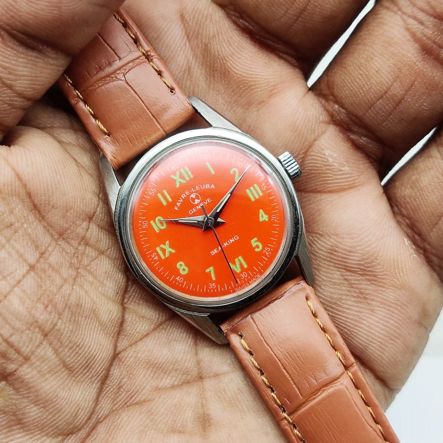 Favre Leuba Geneve Reddish Dial 17 Jewels Handwinding Watch