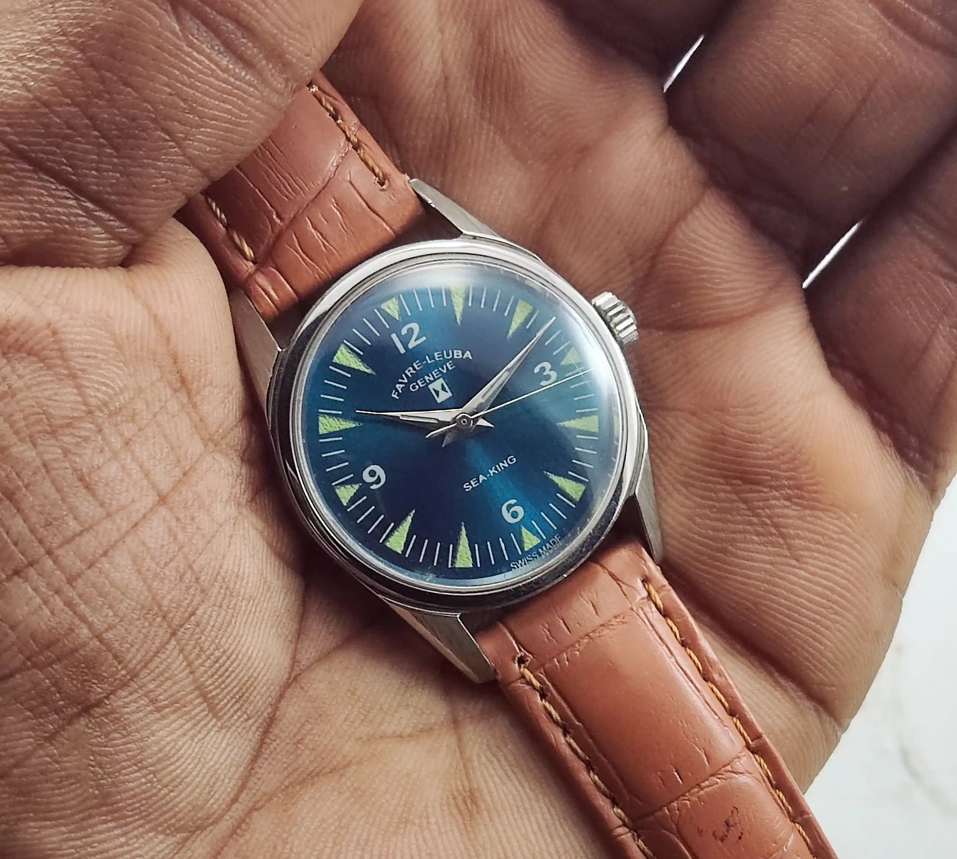 Favre Leuba Geneve Sea King Dark Greenish Dial Women's Watch 101 Discover-Diamonds