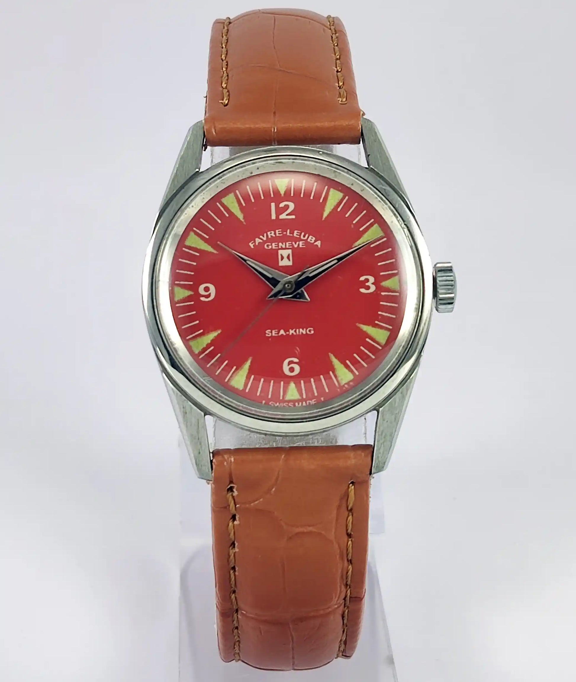 Favre Leuba Geneve Sea King Red Dial Women's Wrist Watch 101 Discover-Diamonds