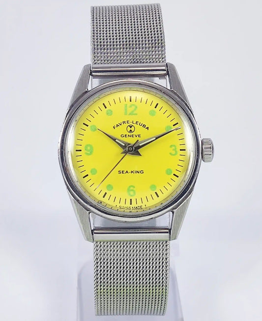 Favre Leuba Geneve Sea King Yellow Dial Women's Swiss Made Watch Discover-Diamonds