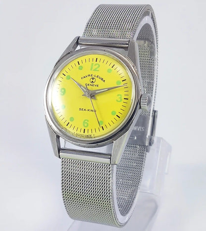 Favre Leuba Geneve Sea King Yellow Dial Women's Swiss Made Watch Discover-Diamonds