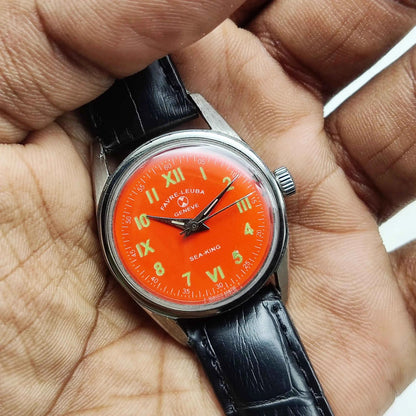 Favre Leuba Geneve Seaking 17 Jewels Red Dial with English Numerals