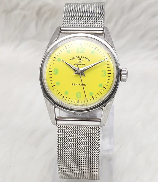 Favre Leuba Geneve Seaking Yellow Dial with English Indices