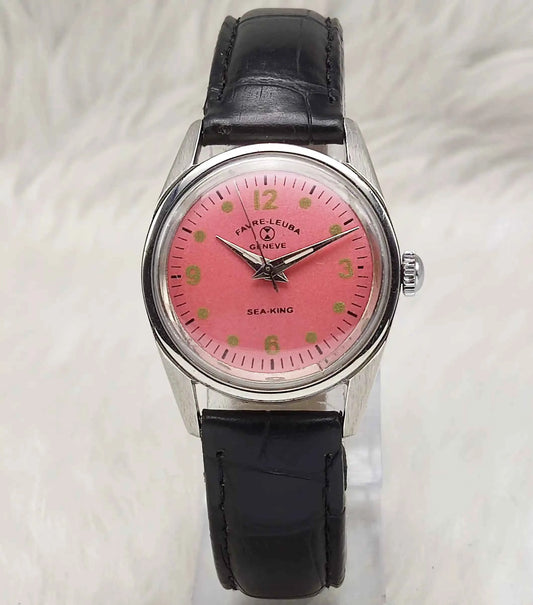 Favre Leuba Seaking Pink Dial 17 Jewels with Dotted Indices