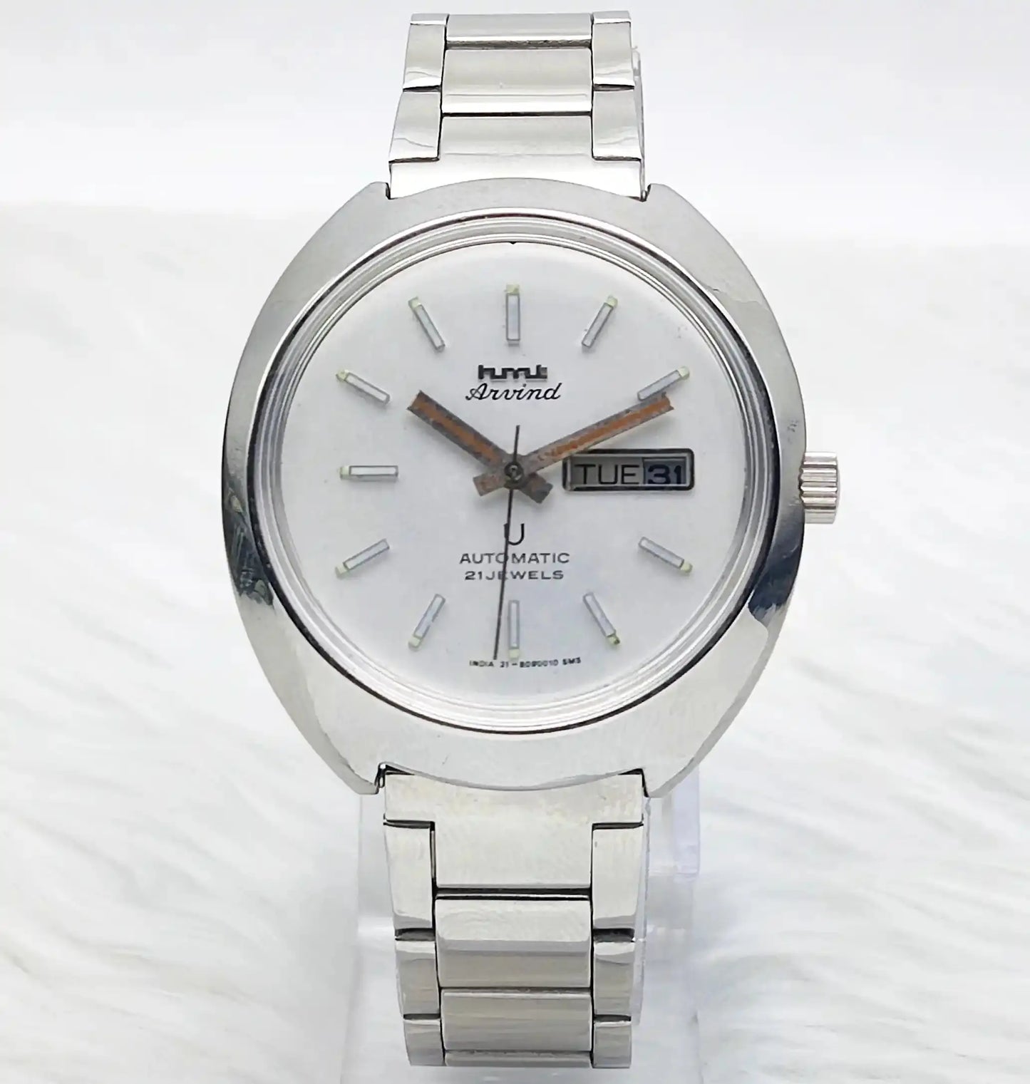 HMT Arvind Automatic 21 Jewels White Silver Dial