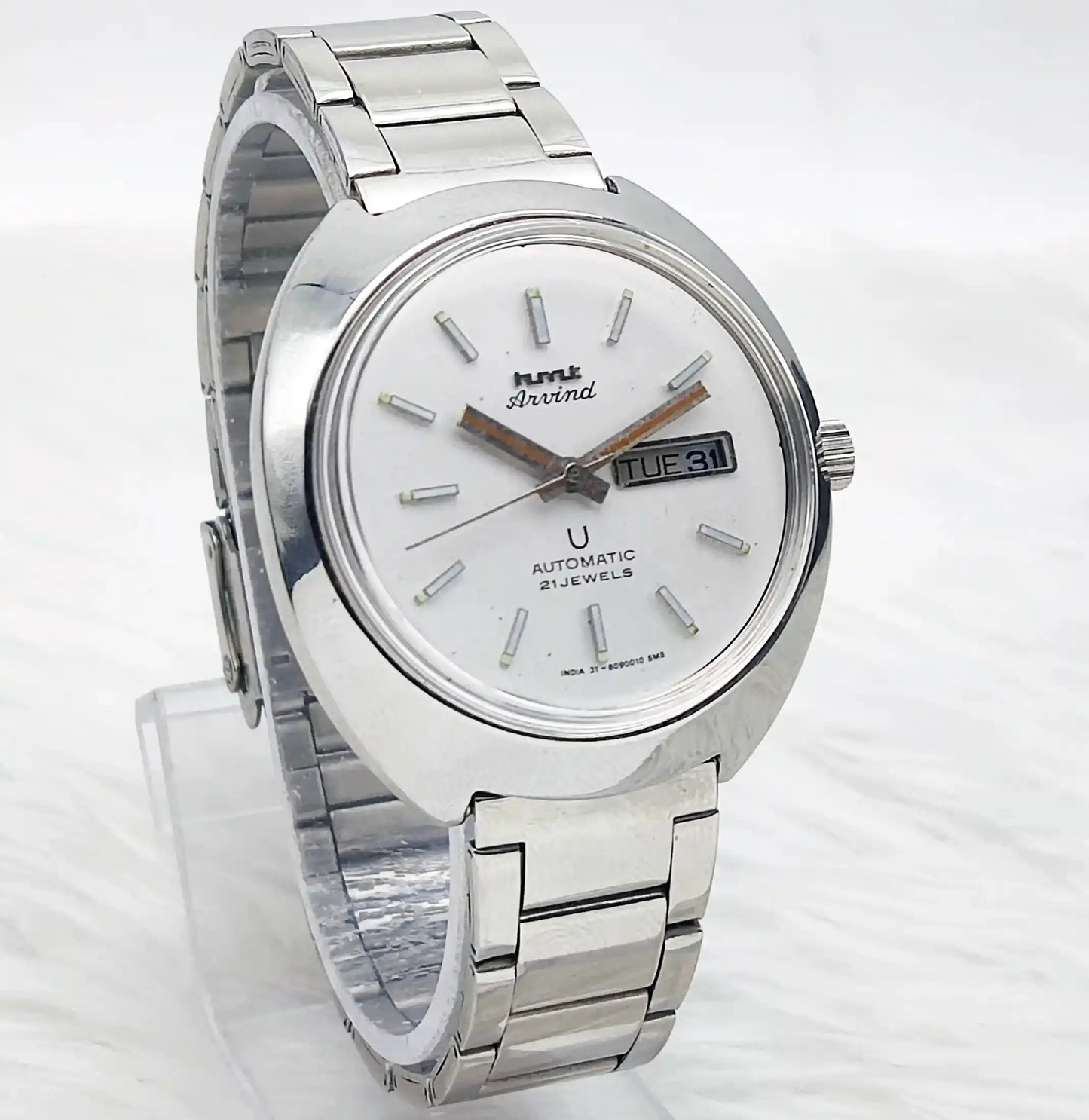 HMT Arvind Automatic 21 Jewels White Silver Dial