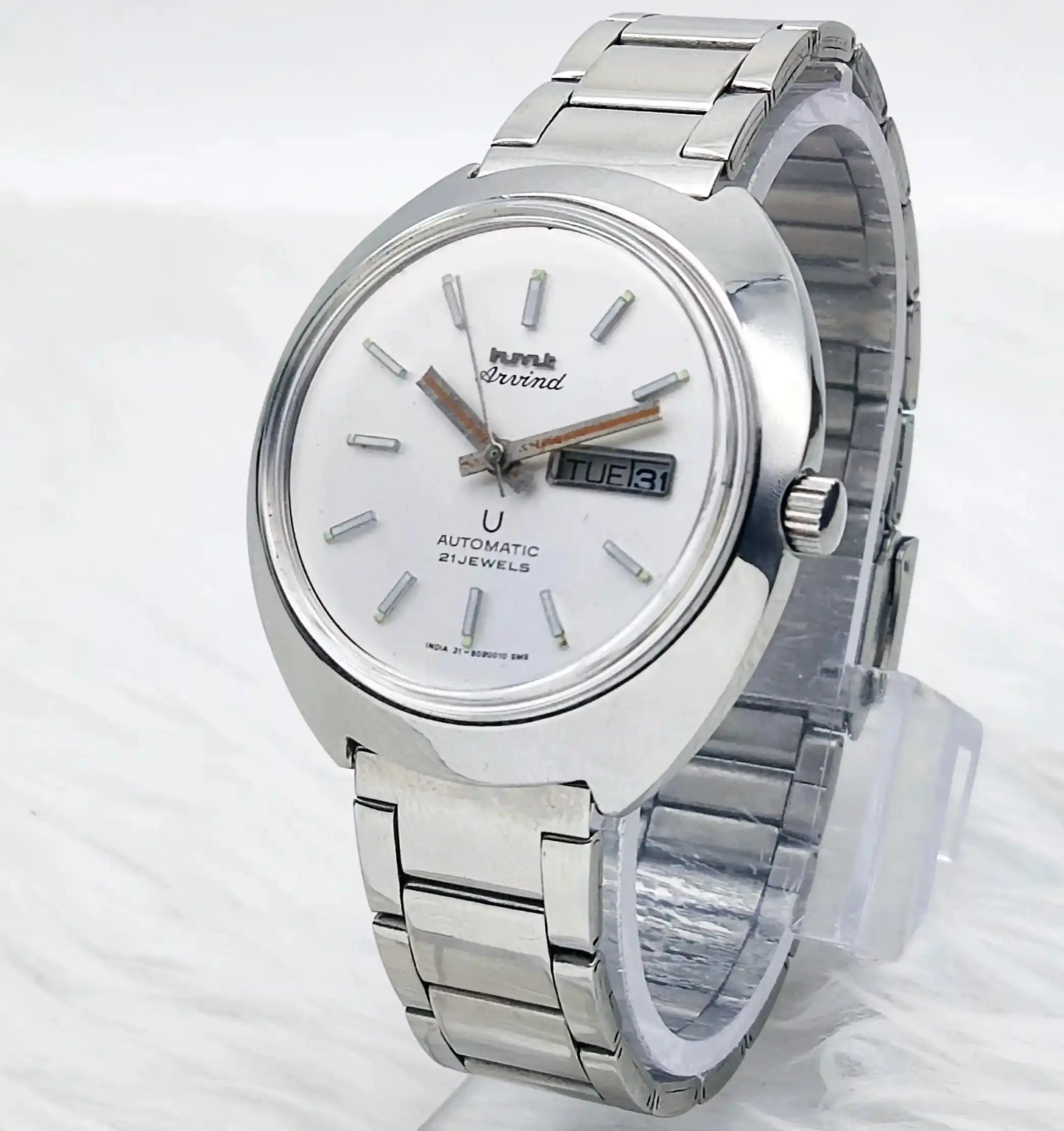 HMT Arvind Automatic 21 Jewels White Silver Dial