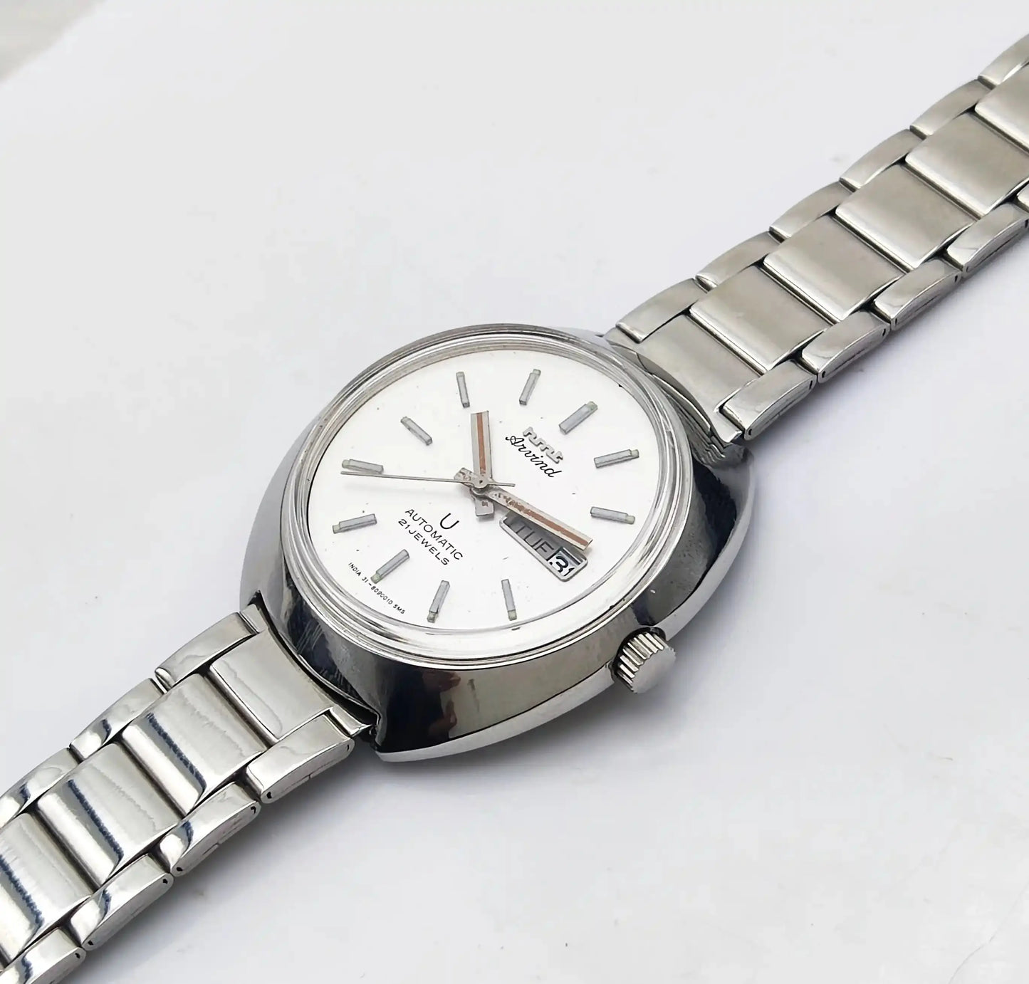 HMT Arvind Automatic 21 Jewels White Silver Dial