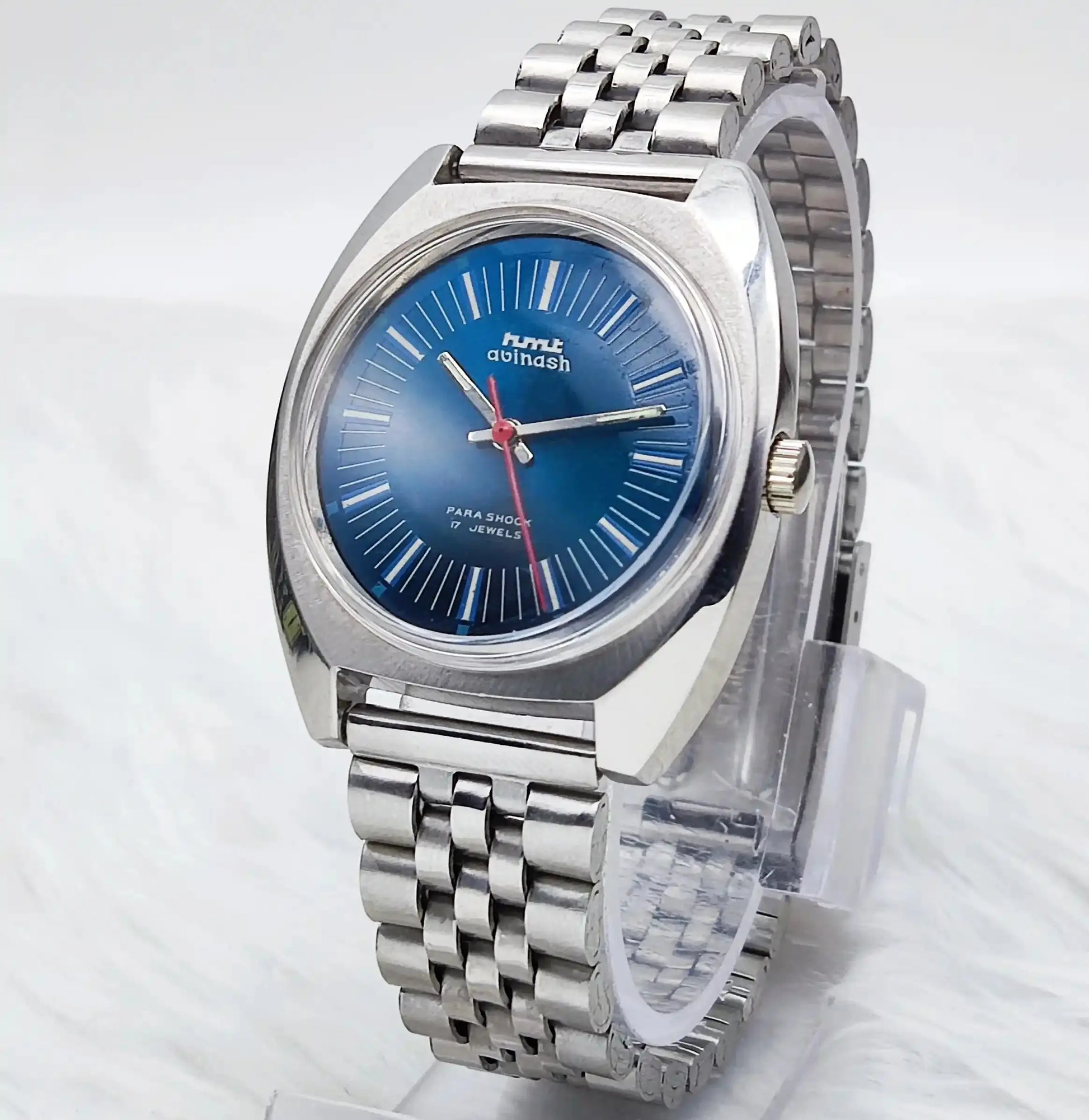 HMT Avinash Handwinding Para Shock 17 Jewels Blue Dial 0231 Discover-Diamonds Physical